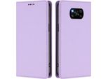 Custodia In Pelle Per Xiaomi Poco X3/Poco X3 Nfc/Poco X3 Pro, Custodia Flip Magnetica In Finto Cuoio Con Supporto Viola Chiaro