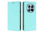 Custodia Per Xiaomi Redmi Note 15 Pro+, Flip Cover In Finto Cuoio Antiurto Magnetica Con Supporto Turchese