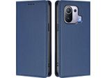 Custodia In Pelle Per Xiaomi Mi 11 Pro, Flip Case Magnetico In Finto Cuoio Con Supporto Blu Scuro