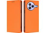 Custodia Per Xiaomi Civi 5 Pro, Flip Cover In Finto Cuoio Antiurto E Magnetica Con Supporto Arancione