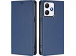 Custodia In Pelle Per Xiaomi Poco M6 Pro 5G/Redmi 12 4G/5G, Custodia Flip Magnetica In Finto Cuoio Con Supporto Blu Scuro