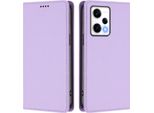 Custodia In Pelle Per Xiaomi Poco X5 Pro/Redmi Note 12 Pro 5G, Custodia Flip Magnetica In Finto Cuoio Con Supporto Viola Chiaro