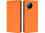 Custodia In Pelle Per Xiaomi Civi 3, Custodia Magnetica In Finto Cuoio Con Supporto Arancione