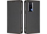 Custodia Per Xiaomi Poco F5 Pro/Redmi K60/K60 Pro, Flip Cover In Finto Cuoio Antiurto Magnetica Con Supporto Nero