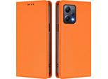 Custodia In Pelle Per Xiaomi Poco X5/Redmi Note 12 5G, Custodia Flip Magnetica In Finto Cuoio Con Supporto Arancione