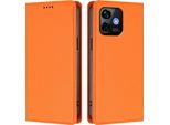 Custodia Per Telefono Cellulare Per Ulefone Note 16 Pro, Flip Cover In Finto Cuoio Antiurto Magnetica Con Supporto Arancione