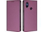 Custodia Per Xiaomi Mi A2 (Mi 6X), Flip Cover In Finto Cuoio Antiurto Magnetica Con Supporto Viola