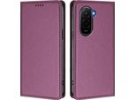 Custodia In Pelle Per Xiaomi Poco M7 4G, Custodia Magnetica In Finto Cuoio Con Supporto Viola