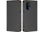 Custodia Per Telefono Cellulare Per Oppo A54 5G/Oppo A74 5G, Flip Cover In Finto Cuoio Antiurto Magnetico Con Supporto Nero