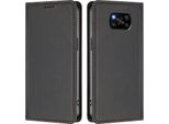 Custodia Per Xiaomi Poco X3/Poco X3 Nfc/Poco X3 Pro, Flip Cover In Finto Cuoio Antiurto Magnetica Con Supporto Nero