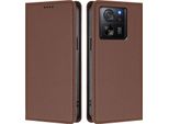 Custodia In Pelle Per Xiaomi 13T / Xiaomi 13T Pro, Custodia Flip Magnetica In Finto Cuoio Con Supporto Marrone
