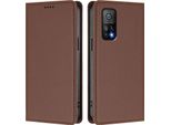 Custodia In Pelle Per Xiaomi Mi 10T / Mi 10T Pro, Custodia Magnetica In Finto Cuoio Con Supporto Marrone