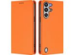 Custodia Per Telefono Cellulare Per Zte Nubia Redmagic 10 Pro, Custodia Magnetica Antiurto In Finto Cuoio Flip Cover Con Supporto Arancione