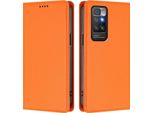 Custodia In Pelle Per Xiaomi Redmi 10 4G, Custodia Magnetica In Finto Cuoio Con Supporto Arancione