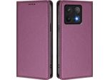 Custodia Per Xiaomi 14T Pro, Flip Cover In Finto Cuoio Antiurto E Magnetica Con Supporto Viola