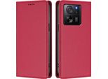 Custodia Per Xiaomi 13T / Xiaomi 13T Pro, Custodia Magnetica Antiurto In Finto Cuoio Flip Cover Con Supporto Rosso