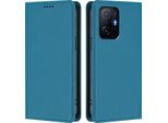 Custodia Per Xiaomi 11T / Xiaomi 11T Pro, Flip Cover In Finto Cuoio Antiurto Con Custodia Magnetica E Supporto Blu