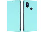 Custodia In Pelle Per Xiaomi Mi A2 (Mi 6X), Flip Case Magnetico In Finto Cuoio Con Supporto Verde Menta