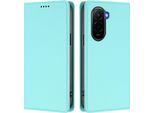 Custodia Per Xiaomi Poco M7 4G, Flip Cover In Finto Cuoio Antiurto Magnetica Con Supporto Turchese