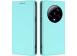 Custodia Per Xiaomi 13 Ultra, Flip Cover In Finto Cuoio Antiurto E Magnetica Con Supporto Turchese