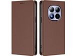 Custodia Per Xiaomi Redmi Note 15 Pro 4G, Flip Cover In Finto Cuoio Antiurto E Magnetica Con Supporto Marrone