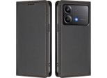 Custodia In Pelle Per Xiaomi Poco X6 Neo, Custodia Flip Magnetica In Finto Cuoio Con Supporto Nero