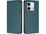 Custodia Per Xiaomi Redmi Note 13 5G, Flip Cover In Finto Cuoio Antiurto Magnetica Con Supporto Verde