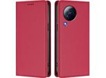 Custodia In Pelle Per Xiaomi Civi 3, Custodia Magnetica In Finto Cuoio Con Supporto Rosso