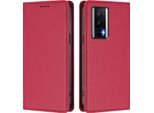 Custodia In Pelle Per Xiaomi Poco F5 Pro/Redmi K60/K60 Pro, Custodia Magnetica In Finto Cuoio Con Supporto Rosso