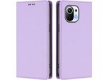 Custodia In Pelle Per Xiaomi Mi 11, Custodia Flip Magnetica In Finto Cuoio Con Supporto Viola Chiaro