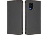 Custodia In Pelle Per Xiaomi Mi 10 Lite, Flip Case Magnetico In Finto Cuoio Con Supporto Nero