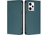 Custodia Per Xiaomi Poco X5 Pro/Redmi Note 12 Pro 5G, Flip Cover In Finto Cuoio Antiurto Magnetica Con Supporto Verde