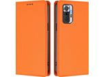 Custodia In Pelle Per Xiaomi Redmi Note 10 Pro/Note 10 Pro Max, Custodia Flip Magnetica In Finto Cuoio Con Supporto Arancione