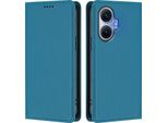 Custodia In Pelle Per Xiaomi Poco F7/Redmi Turbo 4 Pro, Custodia Flip Magnetica In Finto Cuoio Con Supporto Lake Blu