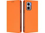 Custodia In Pelle Per Xiaomi Poco M5/M4 5G/Redmi 10 5G, Custodia Flip Magnetica In Finto Cuoio Con Supporto Arancione