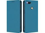 Custodia In Pelle Per Xiaomi Mi A1 (Mi 5X), Flip Case Magnetico In Finto Cuoio Con Supporto Lake Blu