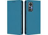 Custodia Per Xiaomi 12 Lite, Flip Cover In Finto Cuoio Antiurto E Magnetica Con Supporto Blu