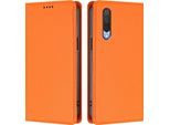 Custodia In Pelle Per Xiaomi Mi Cc9E / Mi A3, Custodia Flip Magnetica In Finto Cuoio Con Supporto Arancione