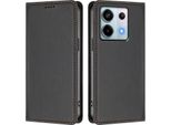 Custodia Per Xiaomi Redmi Note 13 Pro 5G, Flip Cover In Finto Cuoio Antiurto Magnetica Con Supporto Nero