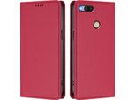 Custodia In Pelle Per Xiaomi Mi A1 (Mi 5X), Flip Case Magnetico In Finto Cuoio Con Supporto Rosso