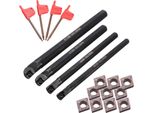 Kit Di Utensili Per Tornio In Metallo 4 Pcs S07K/ S08K/ S10K/ S12M-SCLCR06 Barre Di Alesatura 10 Pcs CCMT060204 Inserti In Carburo 4 Chiavi A Prugna Per La Lavorazione Di Piccoli Fori