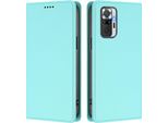 Custodia Per Xiaomi Redmi Note 10 Pro/Note 10 Pro Max, Flip Cover In Finto Cuoio Antiurto Magnetica Con Supporto Turchese