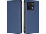 Custodia Per Xiaomi 14T Pro, Flip Cover In Finto Cuoio Antiurto E Magnetica Con Supporto Blu Scuro