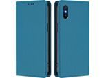 Custodia In Pelle Per Xiaomi Redmi 9A, Flip Case Magnetico In Finto Cuoio Con Supporto Lake Blu