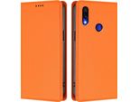 Custodia In Pelle Per Xiaomi Redmi Note 7/Note 7 Pro, Custodia Flip Magnetica In Finto Cuoio Con Supporto Arancione