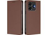 Custodia In Pelle Per Zte Blade V60 Vita/V60 Design/Axon 60 Lite, Custodia Flip Magnetica In Finto Cuoio Con Supporto Marrone
