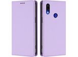 Custodia In Pelle Per Xiaomi Redmi Note 7/Note 7 Pro, Custodia Flip Magnetica In Finto Cuoio Con Supporto Viola Chiaro
