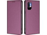 Custodia Per Xiaomi Poco M3 Pro/Redmi Note 10 5G, Flip Cover In Finto Cuoio Antiurto Magnetica Con Supporto Viola