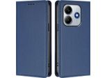 Custodia In Pelle Per Xiaomi Redmi Note 14 4G, Custodia Flip Magnetica In Finto Cuoio Con Supporto Blu Scuro