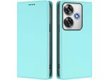 Custodia Per Xiaomi Poco F6, Flip Cover In Finto Cuoio Antiurto Magnetica Con Supporto Turchese